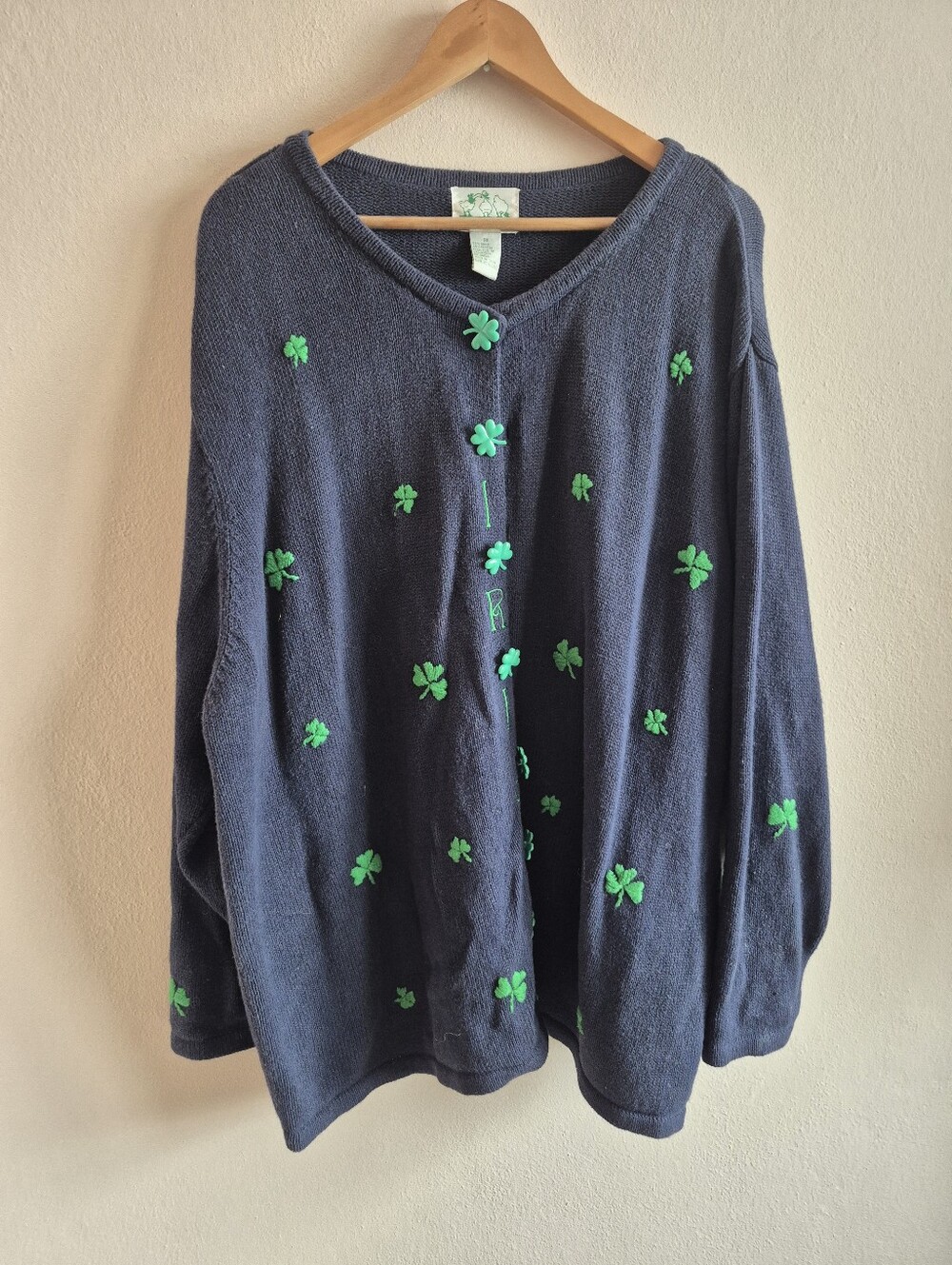 Ramie And Cotton Absolutely Adorable Shamrock Cardigan By The Quacker Factory 3X